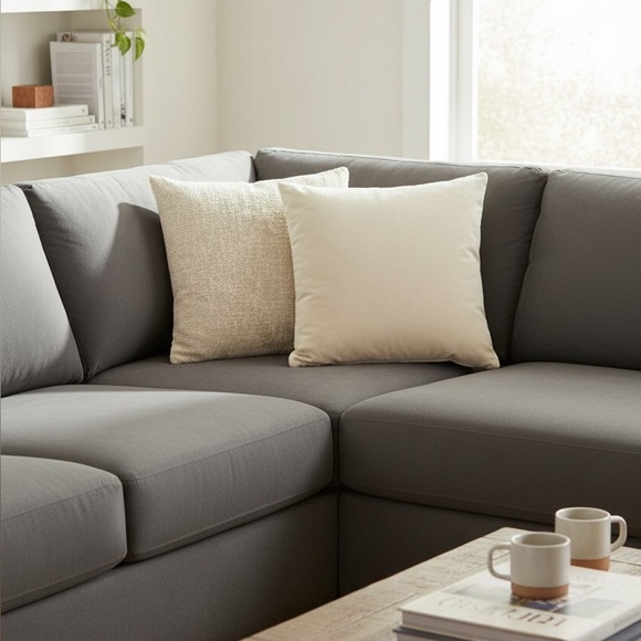 New 2 pack bundle of tweed beige sofa toss pillows - Picture 2 of 4